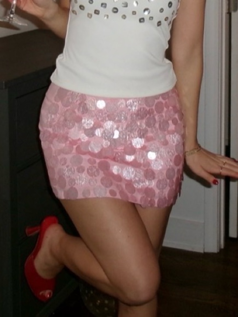 Pink Sequin Mini Skirt - Shimmering Party Style